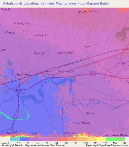 Akhalsop'eli,Georgia Elevation Map