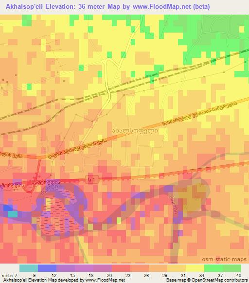 Akhalsop'eli,Georgia Elevation Map