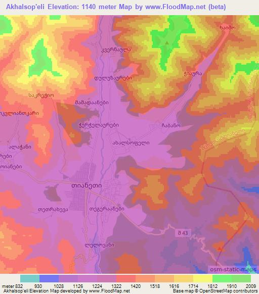 Akhalsop'eli,Georgia Elevation Map