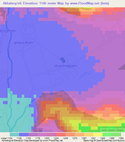 Akhalsop'eli,Georgia Elevation Map