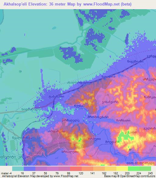 Akhalsop'eli,Georgia Elevation Map