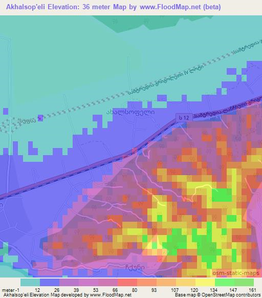 Akhalsop'eli,Georgia Elevation Map