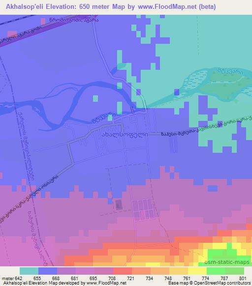 Akhalsop'eli,Georgia Elevation Map