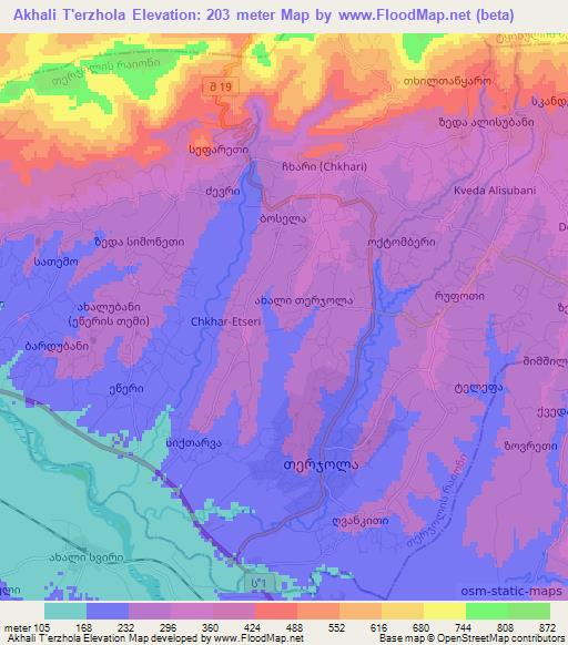 Akhali T'erzhola,Georgia Elevation Map