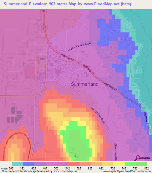 Summerland,Canada Elevation Map
