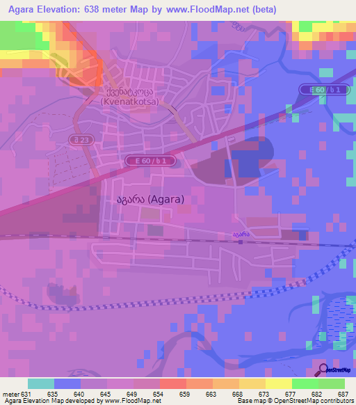 Agara,Georgia Elevation Map