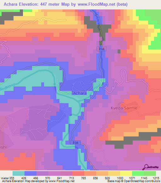 Achara,Georgia Elevation Map