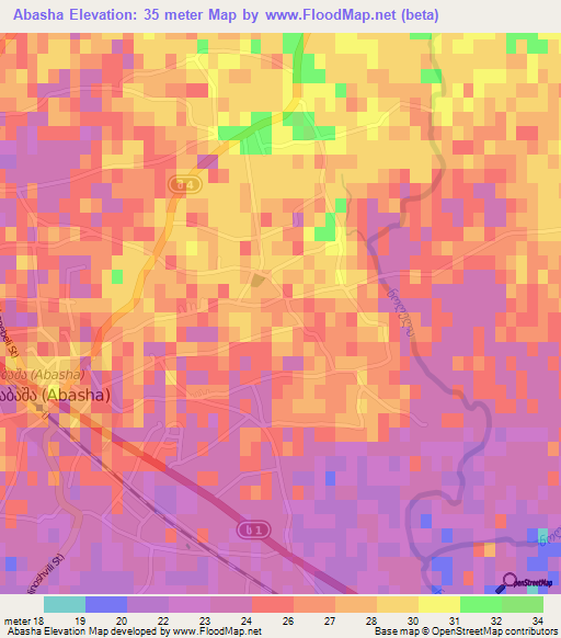 Abasha,Georgia Elevation Map
