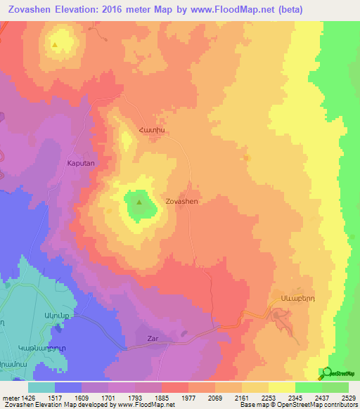 Zovashen,Armenia Elevation Map