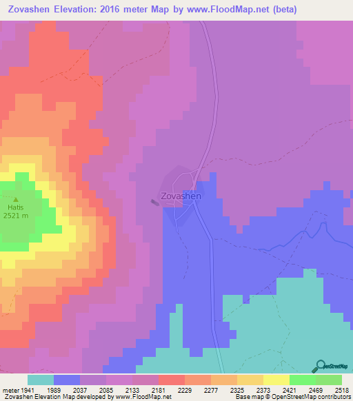 Zovashen,Armenia Elevation Map