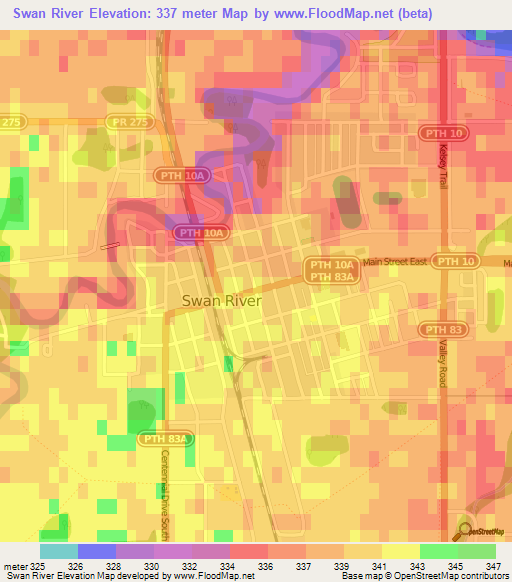 Swan River,Canada Elevation Map