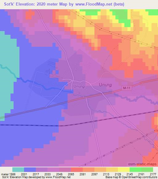 Sot'k',Armenia Elevation Map