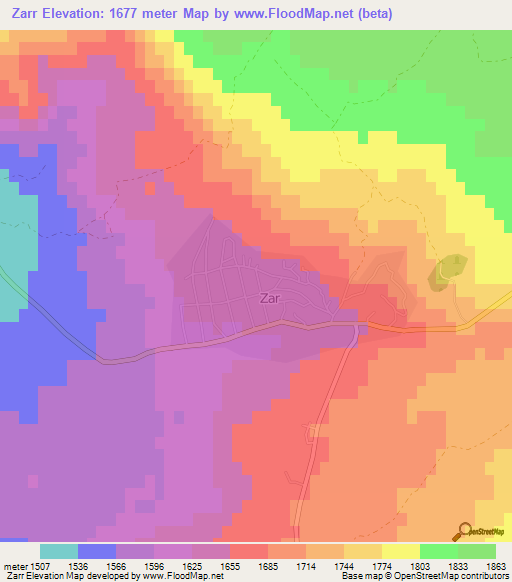 Zarr,Armenia Elevation Map