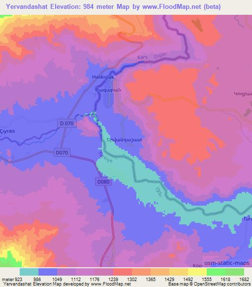 Yervandashat,Armenia Elevation Map