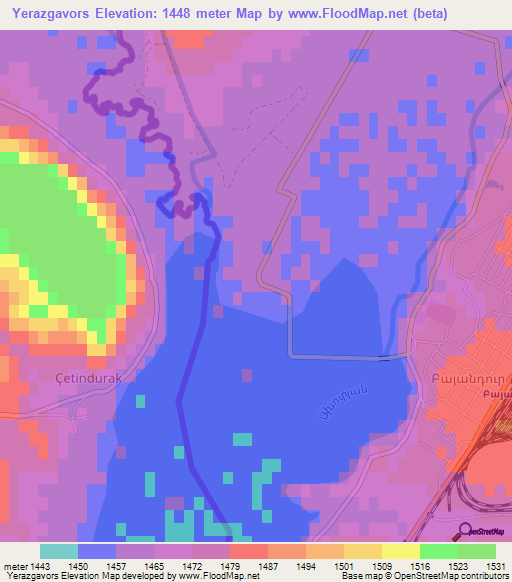Yerazgavors,Armenia Elevation Map