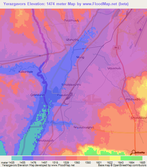 Yerazgavors,Armenia Elevation Map