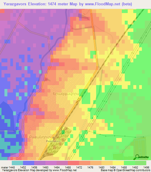Yerazgavors,Armenia Elevation Map