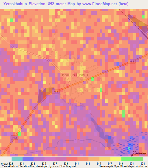 Yeraskhahun,Armenia Elevation Map