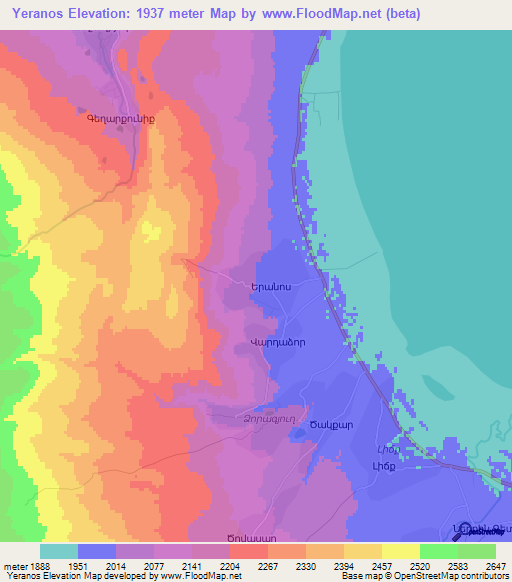 Yeranos,Armenia Elevation Map
