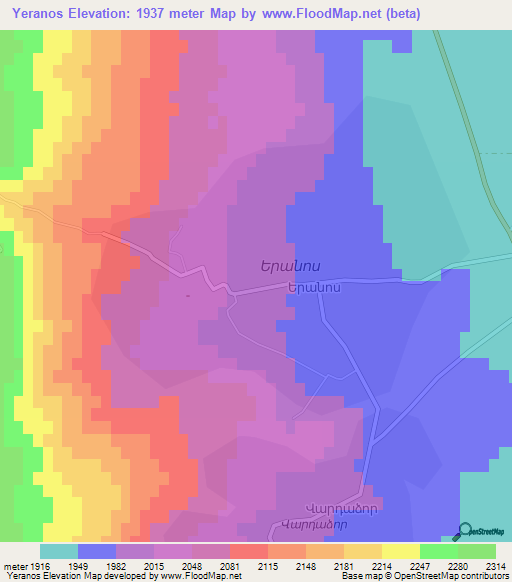 Yeranos,Armenia Elevation Map