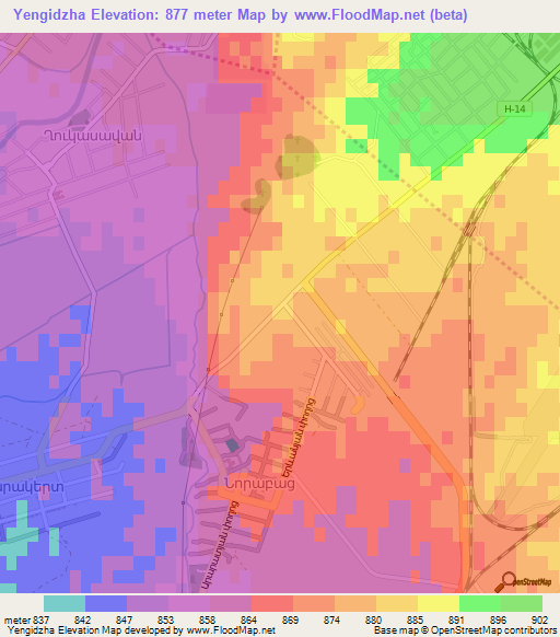 Yengidzha,Armenia Elevation Map