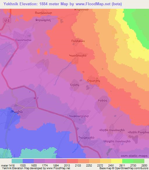 Yekhnik,Armenia Elevation Map
