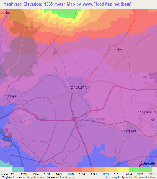 Yeghvard,Armenia Elevation Map