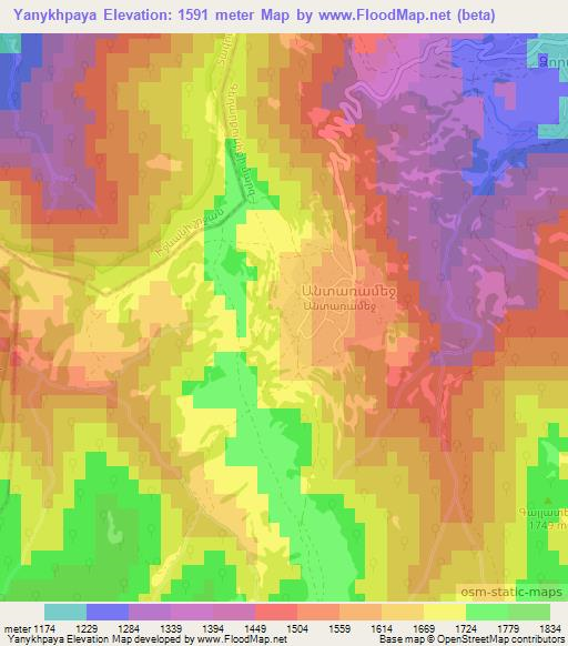 Yanykhpaya,Armenia Elevation Map