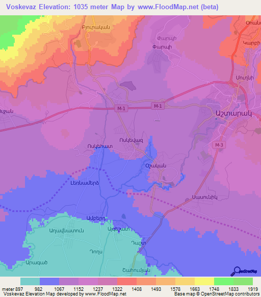 Voskevaz,Armenia Elevation Map
