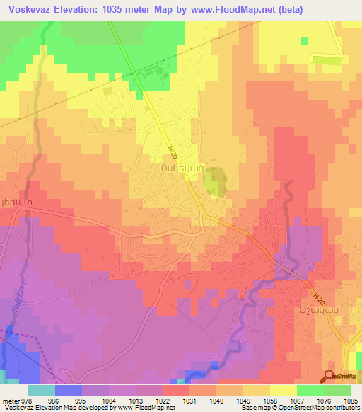 Voskevaz,Armenia Elevation Map