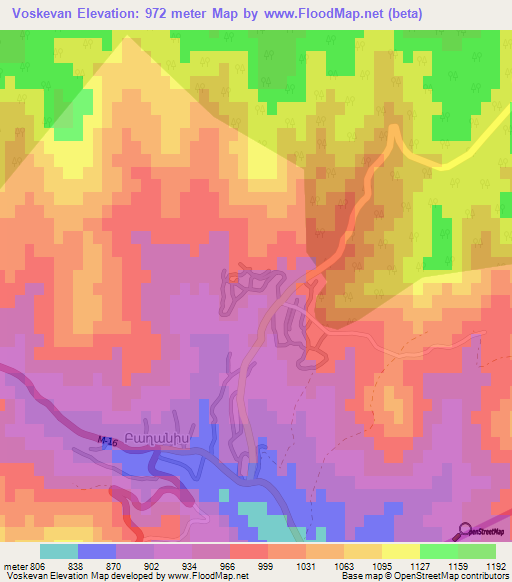 Voskevan,Armenia Elevation Map