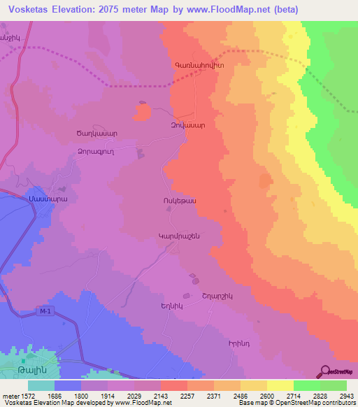 Vosketas,Armenia Elevation Map
