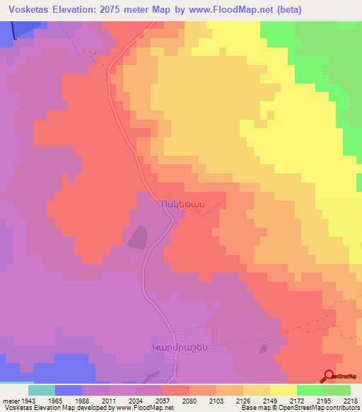 Vosketas,Armenia Elevation Map