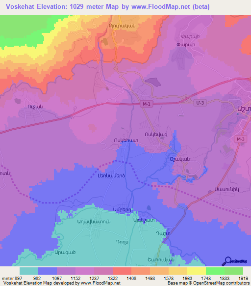 Voskehat,Armenia Elevation Map