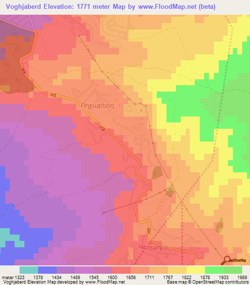 Voghjaberd,Armenia Elevation Map