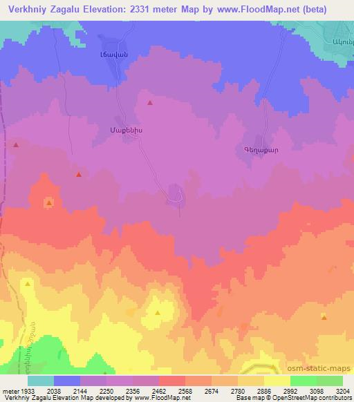 Verkhniy Zagalu,Armenia Elevation Map