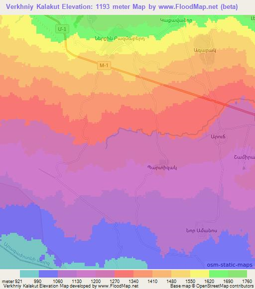 Verkhniy Kalakut,Armenia Elevation Map