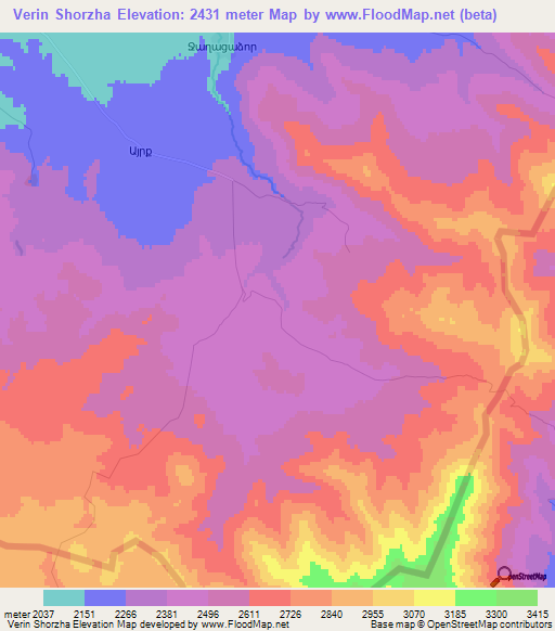 Verin Shorzha,Armenia Elevation Map