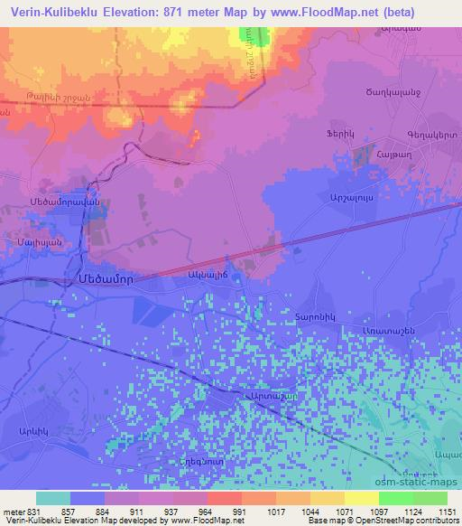 Verin-Kulibeklu,Armenia Elevation Map