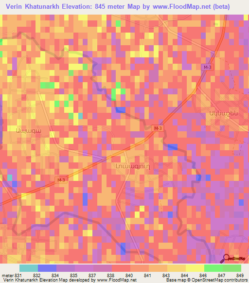 Verin Khatunarkh,Armenia Elevation Map