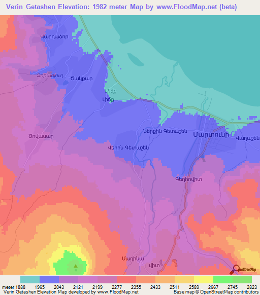 Verin Getashen,Armenia Elevation Map