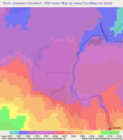 Verin Getashen,Armenia Elevation Map
