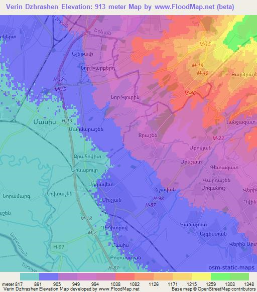Verin Dzhrashen,Armenia Elevation Map