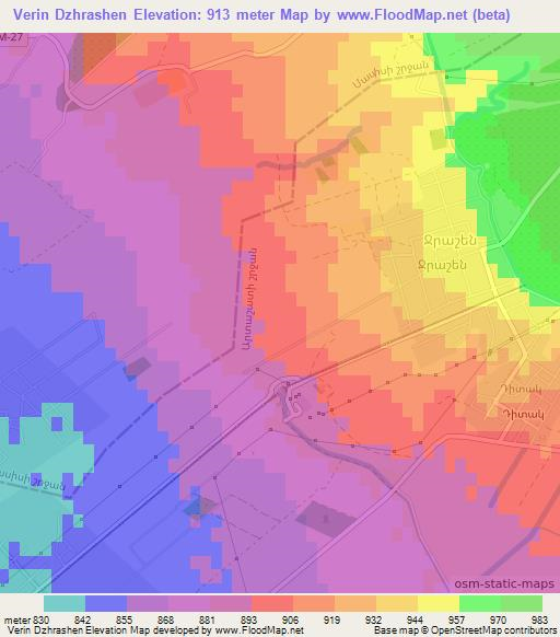Verin Dzhrashen,Armenia Elevation Map