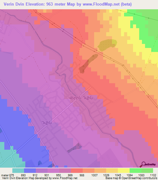 Verin Dvin,Armenia Elevation Map