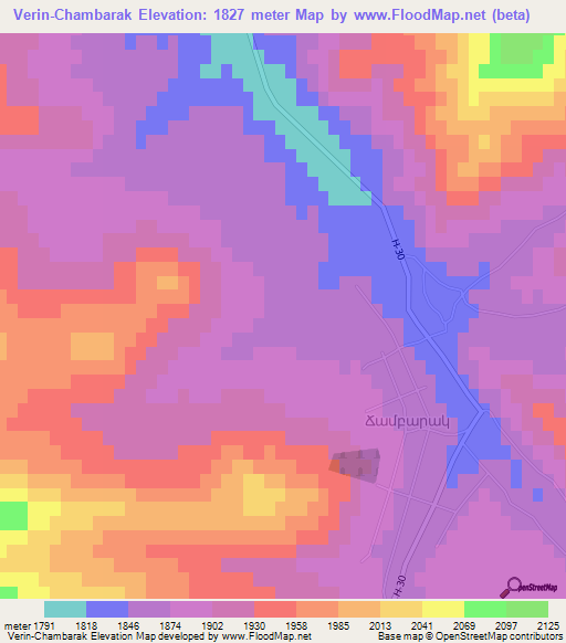 Verin-Chambarak,Armenia Elevation Map