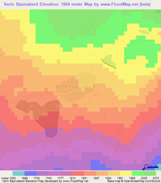 Verin Bazmaberd,Armenia Elevation Map