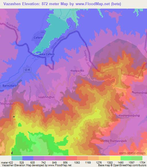 Vazashen,Armenia Elevation Map