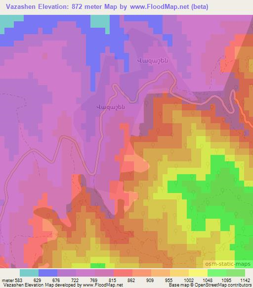 Vazashen,Armenia Elevation Map