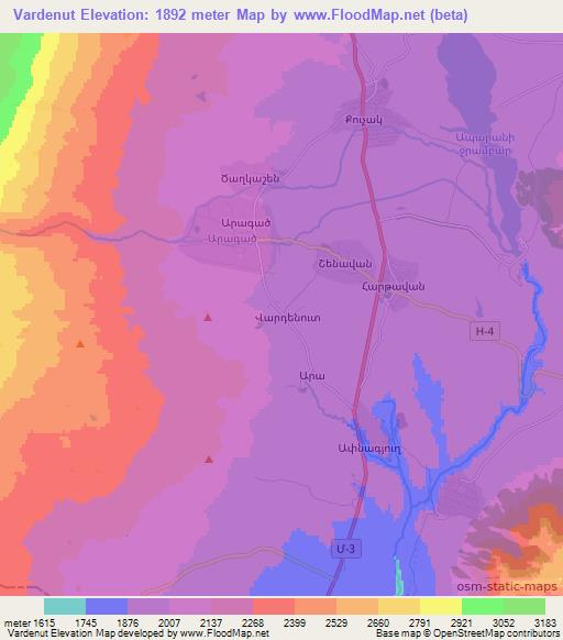 Vardenut,Armenia Elevation Map